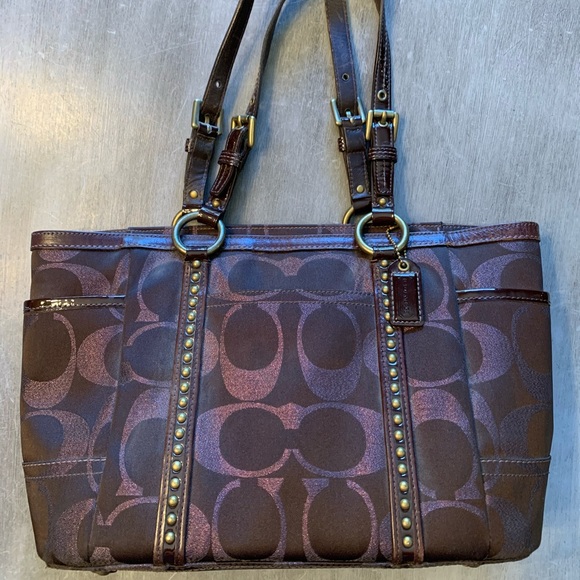 Coach Handbags - Coach Brown Metallic Signature C purse tote # 11505
